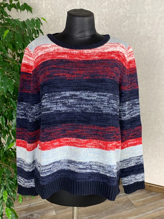 Barbour Womens Wool Sweater Jumper Cardigan Blue Red Size M Etsy