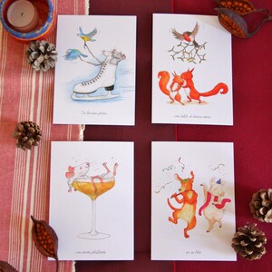 Carte de vœux A6 - aquarelle animaux