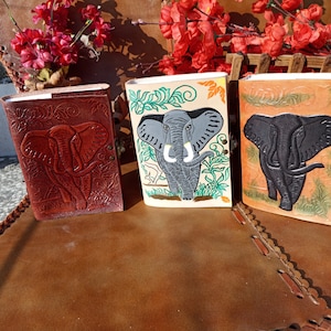 Junglebook Design | Elephant Embossed | 3 color Option | Wildlife love | leather Journal | Handmade Paper