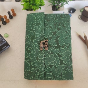 Diario in pelle vintage con fiori da giardino con carta con bordo frastagliato (8x6)" Libro delle ombre vuoto, diario antico, regali per uomo e donna