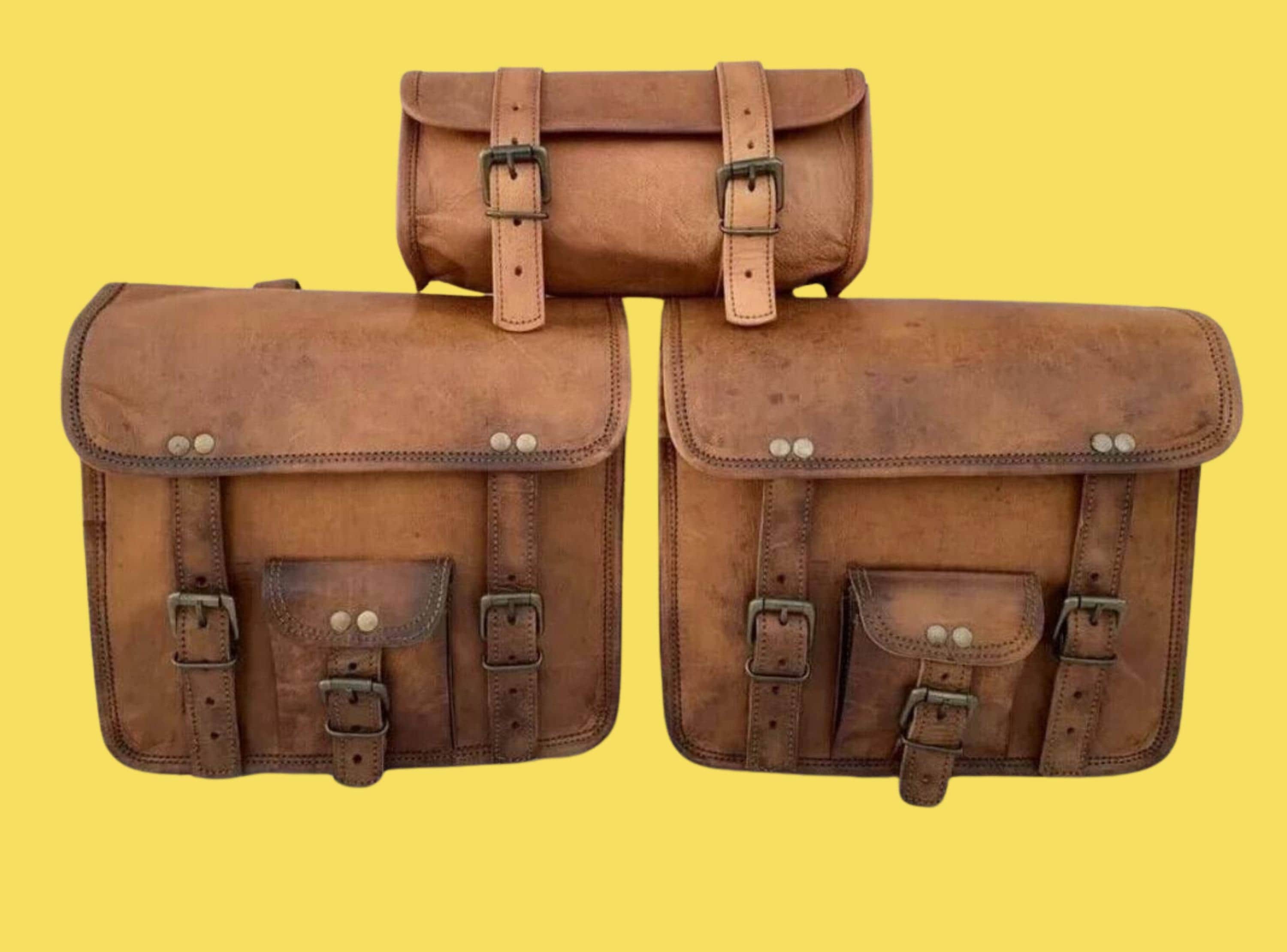 Saddle Bags Saddlebag Luggage Bag For Sportster New Goat Leather Motorcycle