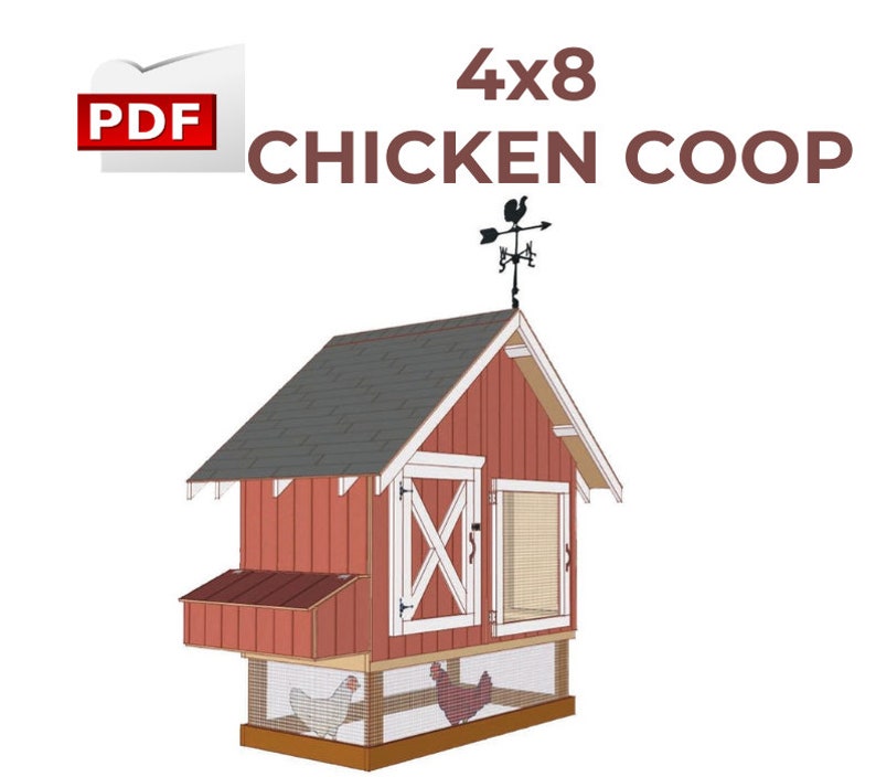 Chicken Coop 4x8 Plans PDF Walk In chicken run DIY Chicken Etsy