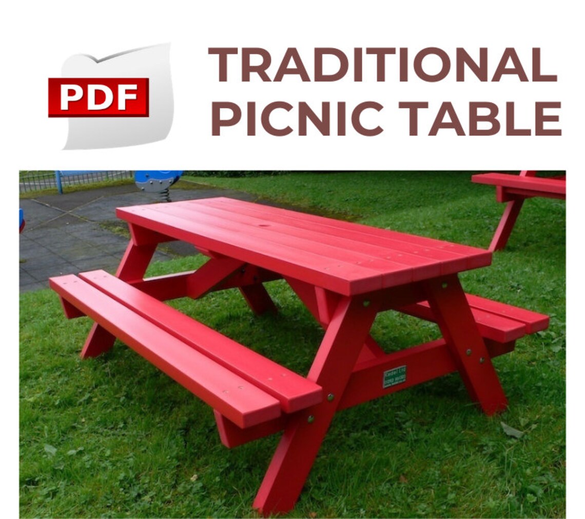 Traditional Picnic Table Plans Backyard Furniture Plans Etsy