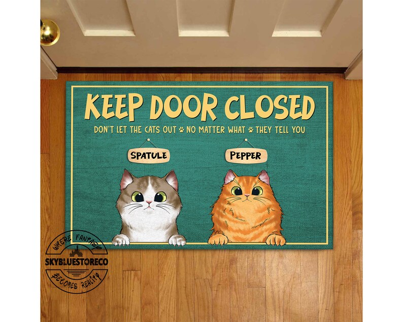 Personalized Cat Doormat Funny Cat Mat Keep Door Closed Etsy Canada