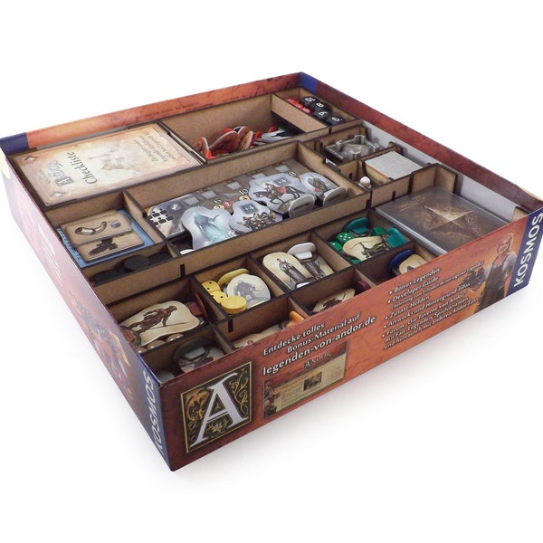 Brettspiel Organizer Insert für Die Legenden von Andor + Erweiterung Neue Helden