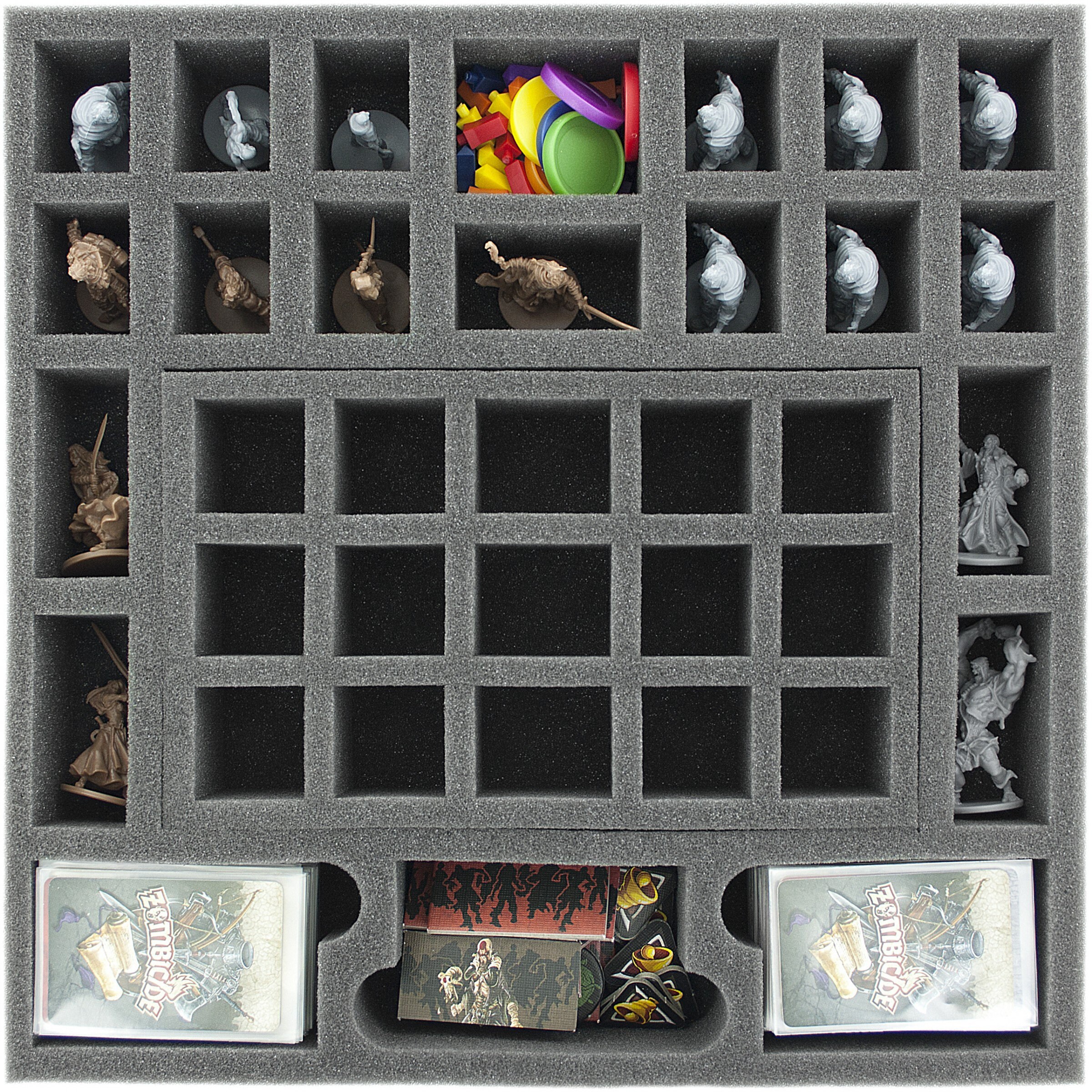 Feldherr Schaumstoff-Set Für Zombicide Wulfsburg - 29 Fächer, Inkl. Deckel & Einsatz, Made In Germany, Schützt Miniaturen