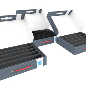 3 pcs Value Pack Feldherr Storage Box 5 slots for H0 gauge - vertical compatible with model railway locomotives, wagons and vehicles