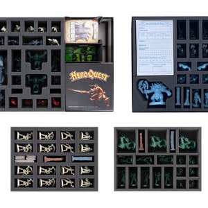 Feldherr Schaumstoff und Organizer Bundle kompatibel mit HeroQuest (2021) Mythic Box + 3 Erweiterungen - in Brettspielboxen