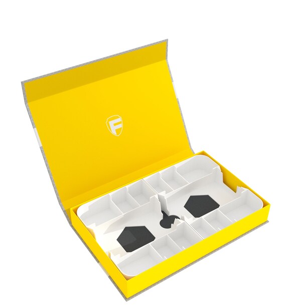Feldherr Magnetbox Gelb – Aufbewahrungsbox Für Bis Zu 16 Miniaturen (bis 25 Mm Base) – Half-Size Format