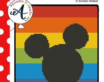 Crochet Pattern c2c mr Mouse head graphghan corner to corner blanket c2c crochet pixel Mickey Mouse crochet Mickey rainbow