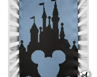 Crochet modèle C2C Disney Castle coin à coin crochet c2c crochet pixel crochet château couverture téléchargement instantané