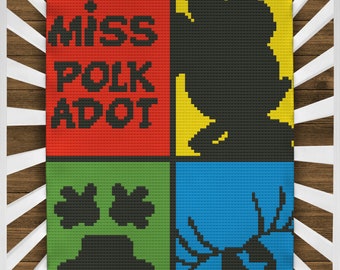 Crochet pattern C2C Mr. Mouse blanket in parts - c2c crochet - pixel crochet - mouse blanket - instant download - crochet pattern mouse