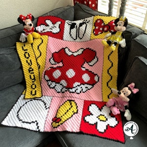 Crochet pattern C2C graphghan, Minnie Mouse blanket, corner to Corner crochet, crochet, pixel crochet, Minnie Mouse Pixel blanket