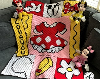 Crochet pattern C2C graphghan, Minnie Mouse blanket, corner to Corner crochet, crochet, pixel crochet, Minnie Mouse Pixel blanket