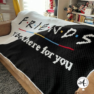 Modèle de crochet couverture Friends, modèle C2C, crochet coin à coin c2c, crochet pixel, téléchargement instantané, je serai là pour toi, Matthew Perry