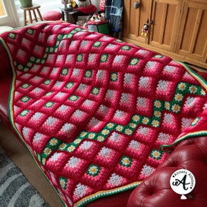 Crochet pattern Flower Granny Square Blanket, granny square blanket, granny squares, crochet pattern, granny