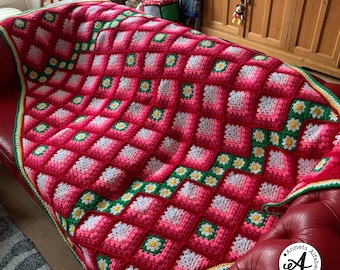 Crochet pattern Flower Granny Square Blanket, granny square blanket, granny squares, crochet pattern, granny