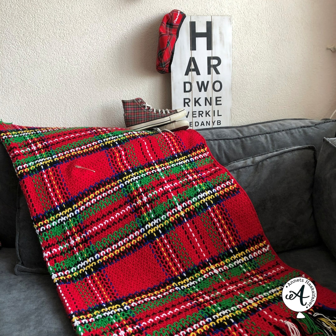 Crochet Pattern Tartan Blanket, Royal Stuart Blanket, Christmas Blanket ...