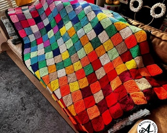 Crochet Pattern Granny Square Blanket with dots, granny square blanket, dense granny squares, granny square crochet pattern