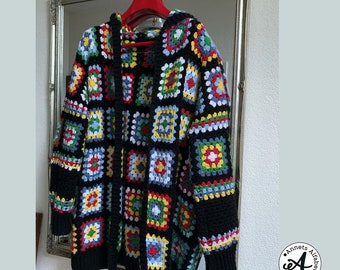 Crochet Pattern Granny Squares Comfy Cardigan, Crochet pattern Cardigan, Crocheted Cardigan, Granny Squares Cardigan, Crochet Pattern