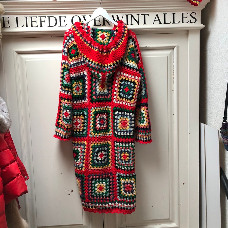 Crochet Pattern Long Granny Square Cardigan With Hood Crochet Etsy