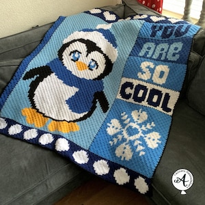 Crochet pattern C2C Penguin afghan, graphghan penguin, crocheet pattern, c2c pattern, c2c crochet, penguin pattern image 1