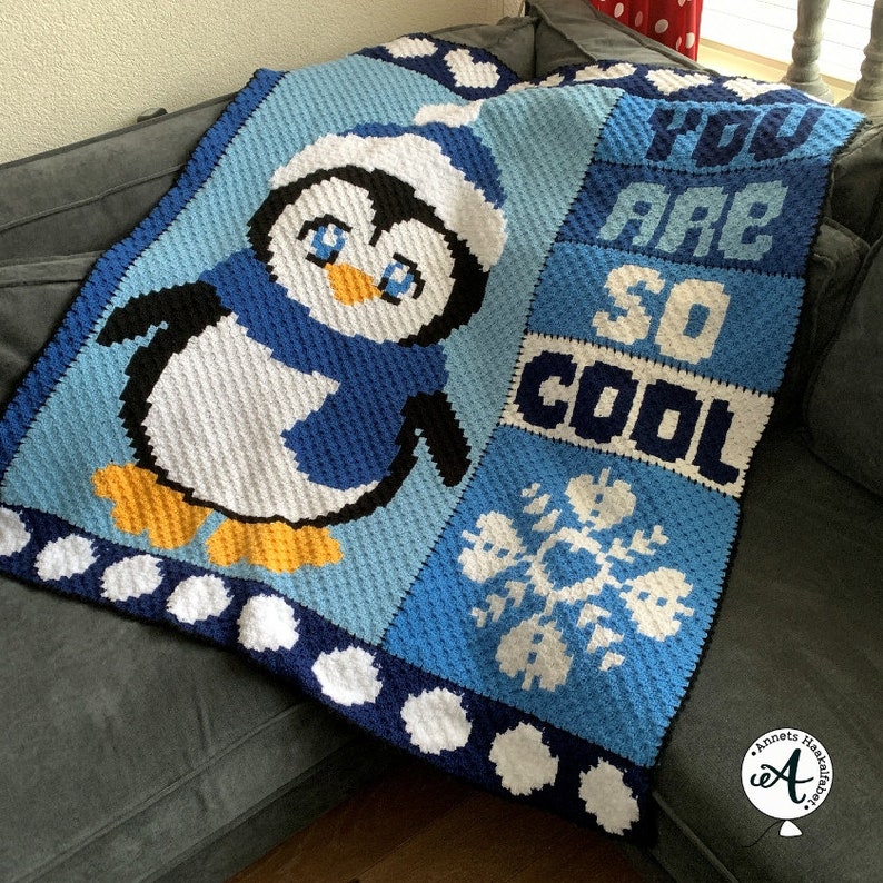 Crochet pattern C2C Penguin afghan, graphghan penguin, crocheet pattern, c2c pattern, c2c crochet, penguin pattern image 1