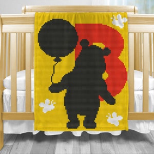 Crochet pattern C2C bear, corner to corner crochet pattern, crochet pattern bear, bear, crochet, bear graphghan image 1