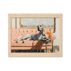 Decorazione murale con cane Alano / Divertente stampa vintage con cocktail / Poster originale / Regalo per amanti degli animali / Decorazione per la casa di cani di grandi dimensioni
