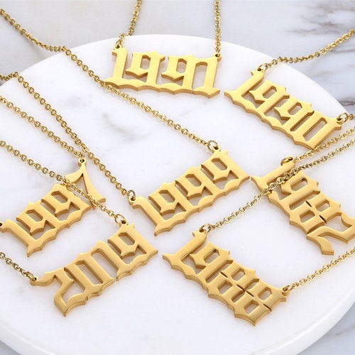 Birth Date Personalised Year Necklace 