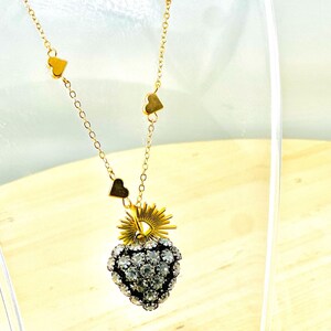 Charming Gold Heart Chain Necklace with Sparkling Heart Pendant