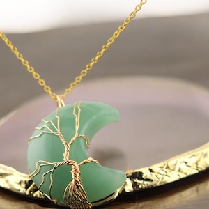 Green Aventurine Crescent Moon Necklace