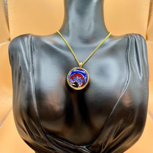 Gold Plated Handcrafted Ceramic Eye Pendant Necklace round shaped