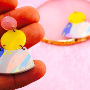 Abstract Art Statement Earrings – Colorful Geometric Dangle Jewelry