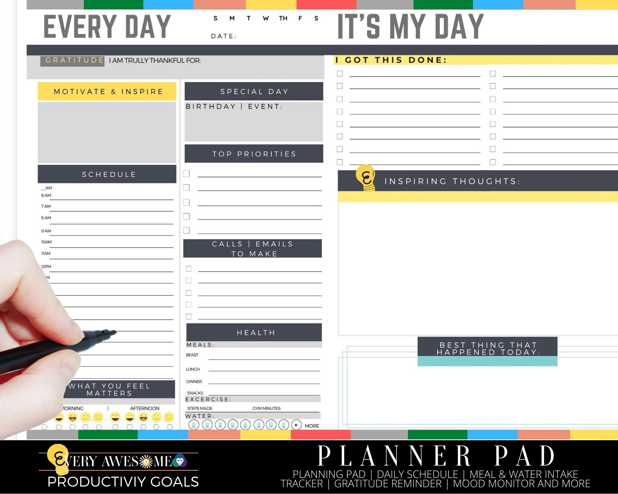 PLANNER PAD A4 Daily Planner Priorities List Desk Pad To Do Etsy