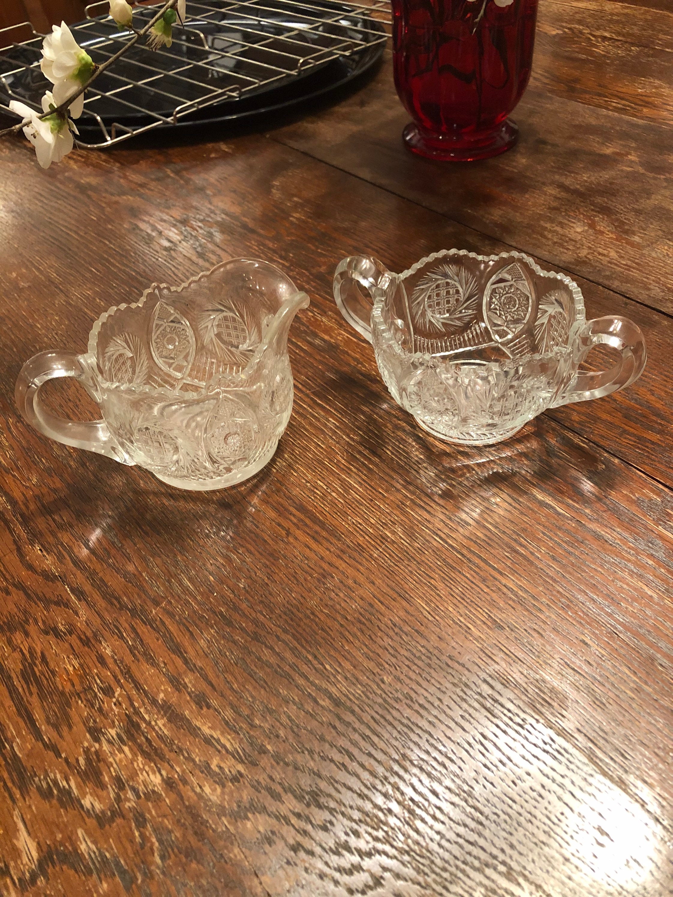 Cut Glass Sugar Bowl and Creamer Etsy