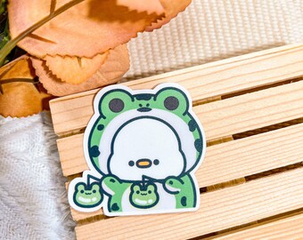 Tiktok Frog Duck Diecut Waterproof Vinyl Stickers | Cute Unique Stickers | Kawaii Duck Stickers | Planner Stickers