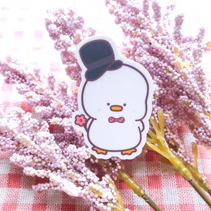 Gentleman Ducky Wasserdichte Glitzer Vinyl Aufkleber | Niedliche Einzigartige Aufkleber | Chibi Sticker Pack | Planner Sticker
