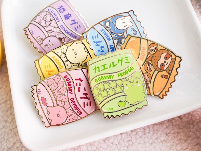Rainbow Gummy Hard Enamel Pin | Cute Kawaii Animal Pin | Pastel