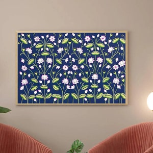 Lotus Pond Pichwai Painting Wall Decor Kamal Talai Handmade Floral Design, Indian Decor Paintings, Wall Art