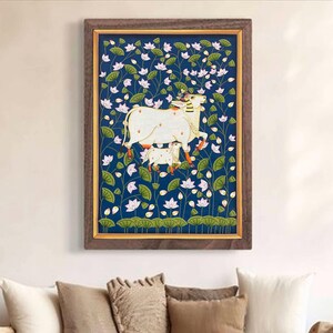 Cow Pichwai Painting Traditional Indian Pichwai Painting, Home decor gift, Wall Art