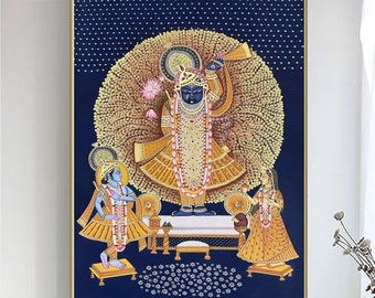 Shrinath ji Pichwai Painting On Cloth, Indian Pichwai Painting, Wall Hanging ,Home decor ,Art ,Handmade Painting, Indian Art