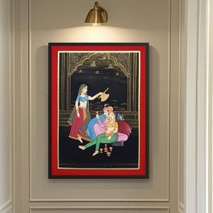 Hand Painted Painting, Indian Maharaja and Maharani Painting, Wall Art, Folk Art