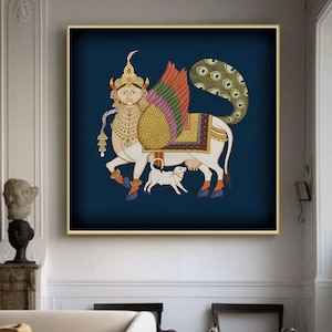 Kamdhenu Pichwai Painting Traditional Indian Pichwai Painting, Home decor Art, Wall Art