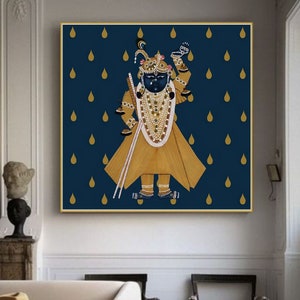 Shrinath ji Pichwai Painting On Cloth, Indian Pichwai Painting, Wall Hanging ,Home decor ,Art ,Handmade Painting, Indian Art