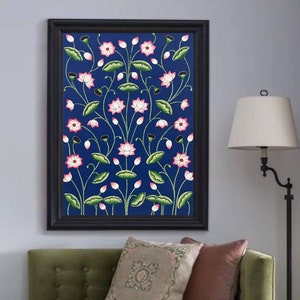 Lotus Pond Pichwai Painting Wall Decor Kamal Talai Handmade Floral Design, Indian Decor Paintings, Wall Art