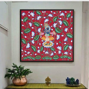 Krishna Pichwai Painting, Indian Pichwai Painting, Wall Art, Home decor, Handmade Painting, Indian Art