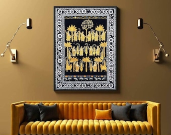 Pintura Gopashtami Pichwai, Pintura Gopies, Pintura tradicional india Pichwai, Regalo de decoración del hogar, Arte de pared