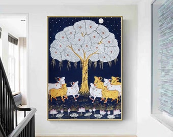 Cow Pichwai Painting Traditional Indian Pichwai Painting, Home decor Art, Wall Art
