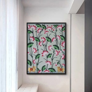 Lotus Pond Pichwai Painting: Traditional Indian Wall Art